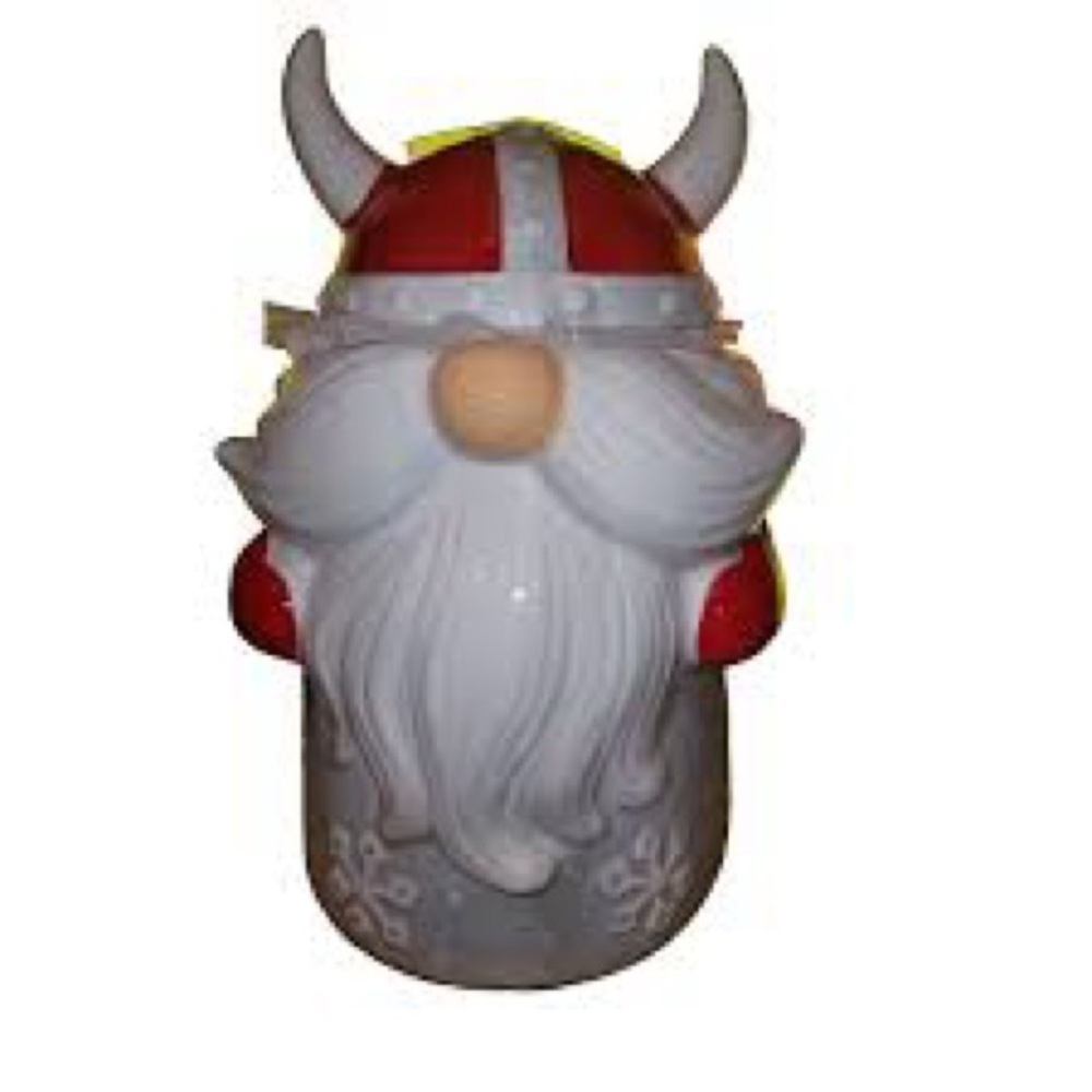 Viking Santa gnome Holiday Cookie Jar - Red and White - Picture 4 of 7